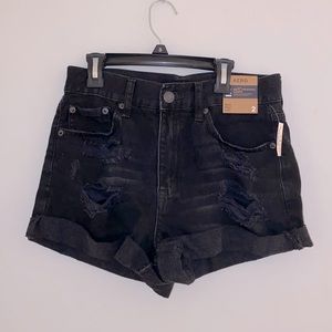 aeropostale black mom denim shorts